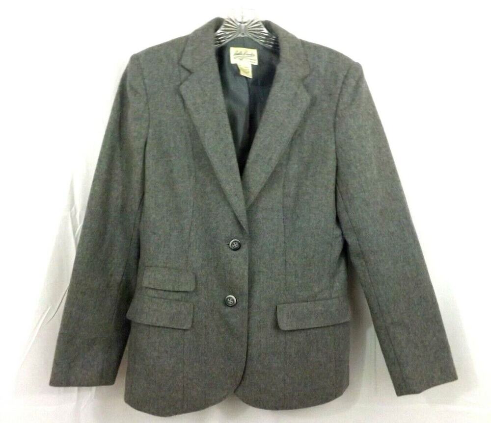 Paula Brooks Original Womens Blazer Jacket Size 8 Wool Blend Gray 2 Button